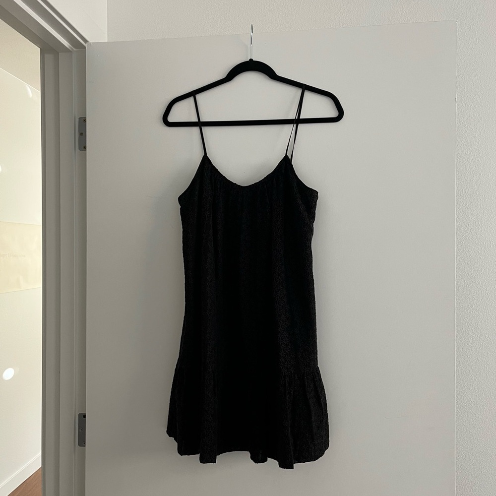 Madewell Black Embroidered Floral Mini Dress